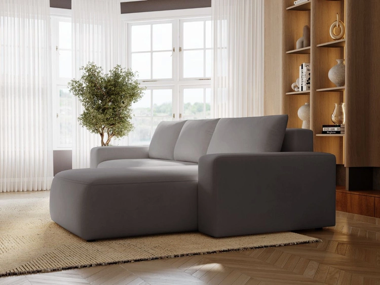 Narożnik L Prawy z funkcją spania i pojemnikiem Tazones Ciemnoszary