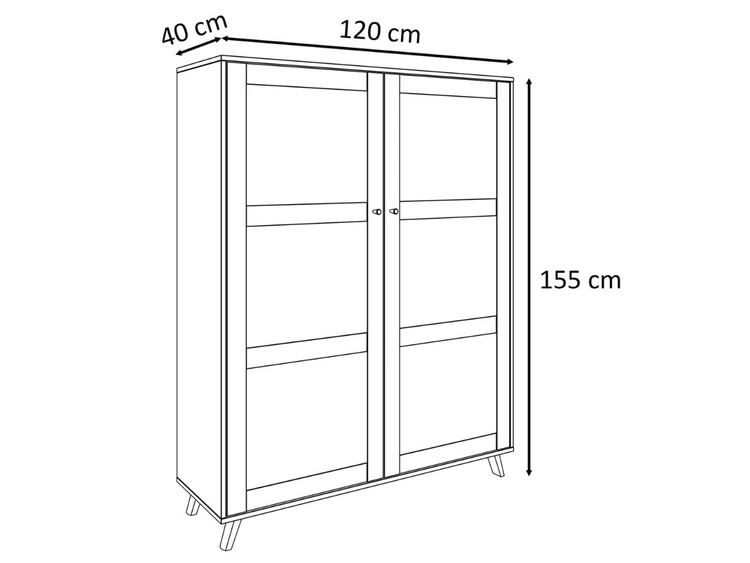 Witryna stojąca przeszklona w stylu boho Bellance dąb puccini
