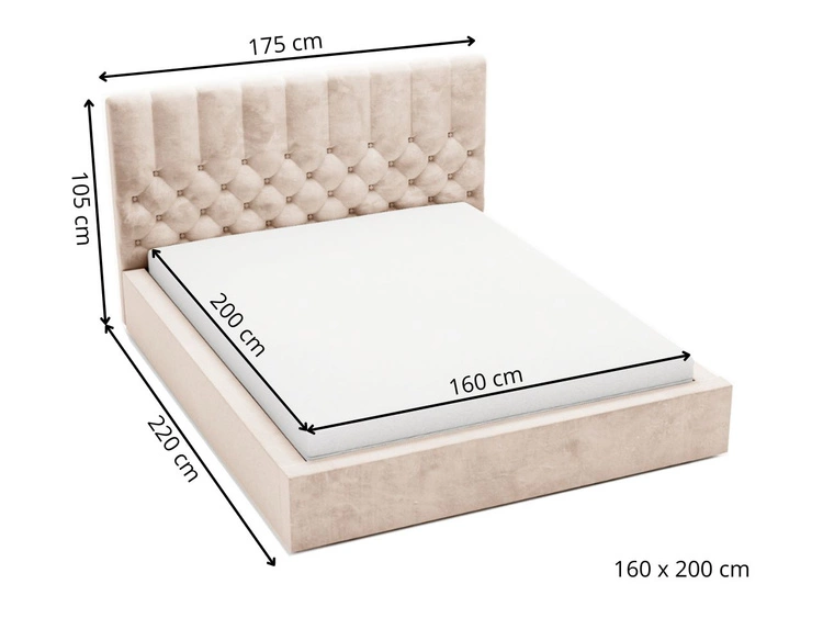 Łóżko tapicerowane z pojemnikiem i stelażem 160x200 cm Roma Jasnoszare