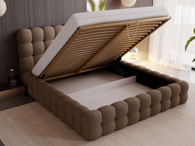 Łóżko tapicerowane z pojemnikiem i stelażem 180x200 Twist Brązowy