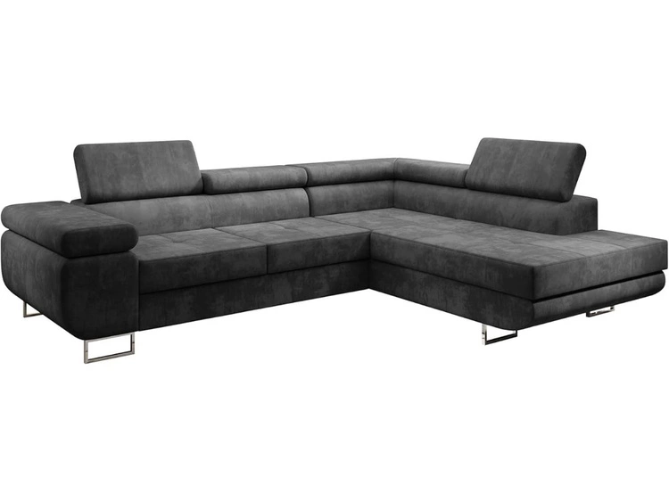 Narożnik prawy z funkcją spania i pojemnikiem Solam L Ciemny szary