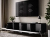 Szafka RTV pod telewizor z drzwiczkami na srebrnych nóżkach 200 cm Noaé Czarny Połysk
