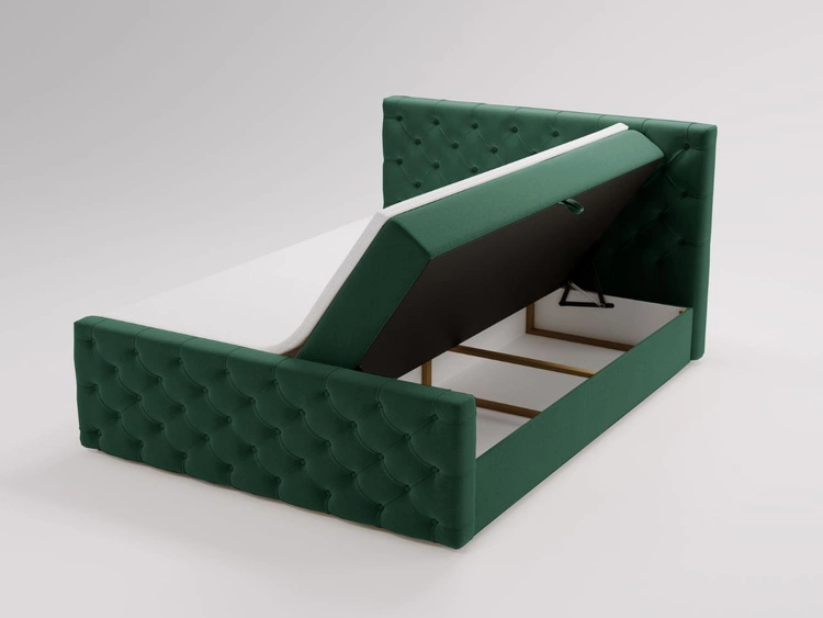Łóżko kontynentalne z pojemnikiem na pościel 120x200 Montego Zielone