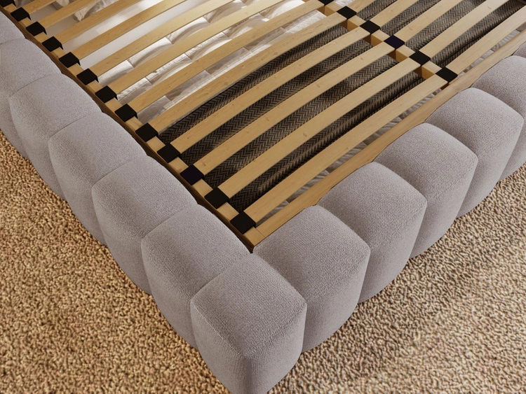 Łóżko tapicerowane z pojemnikiem i stelażem 140x200 cm Rotto Jasnoszare