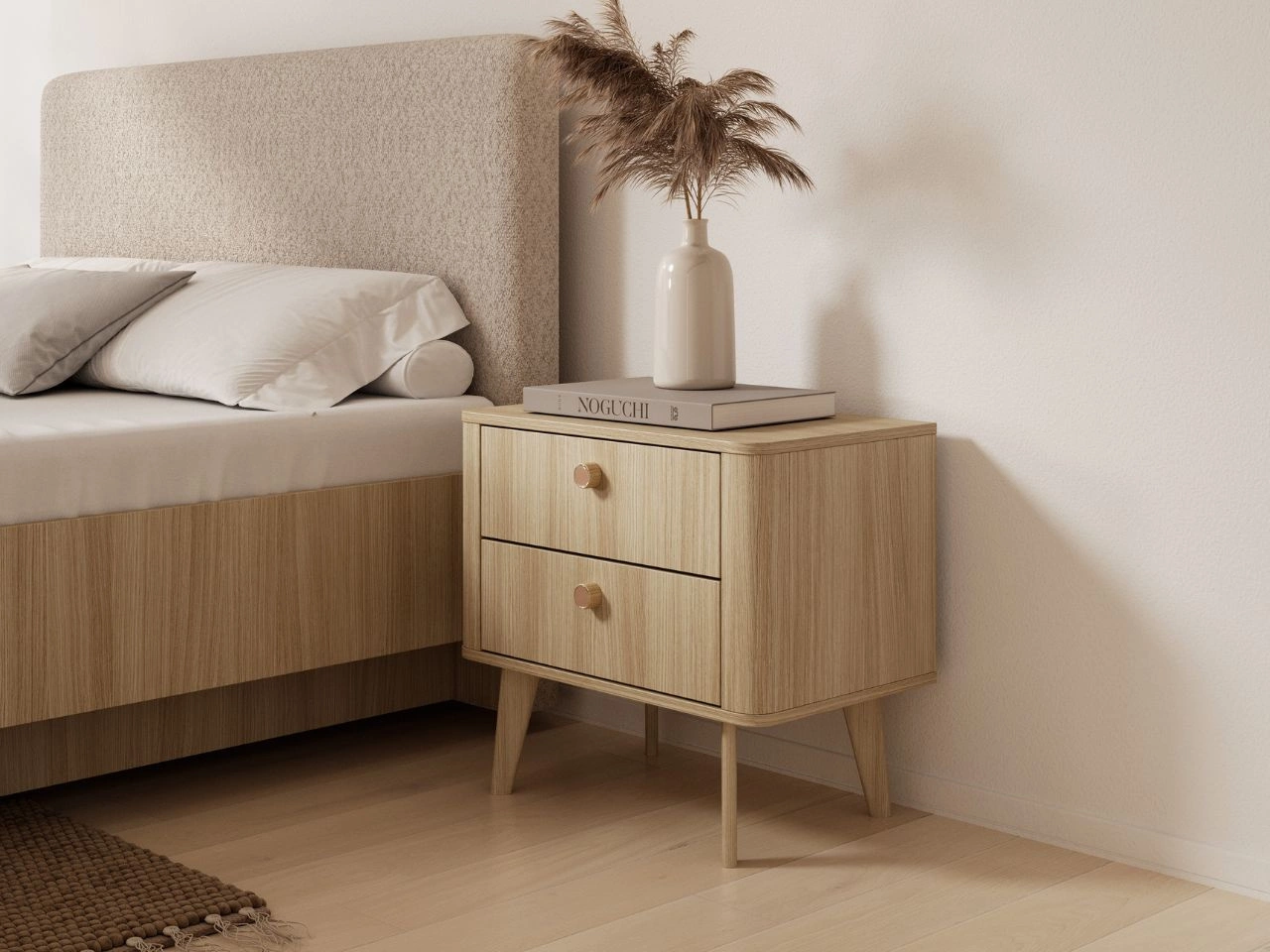 Stolik nocny z dwoma szufladami Bilancio Dąb Barista