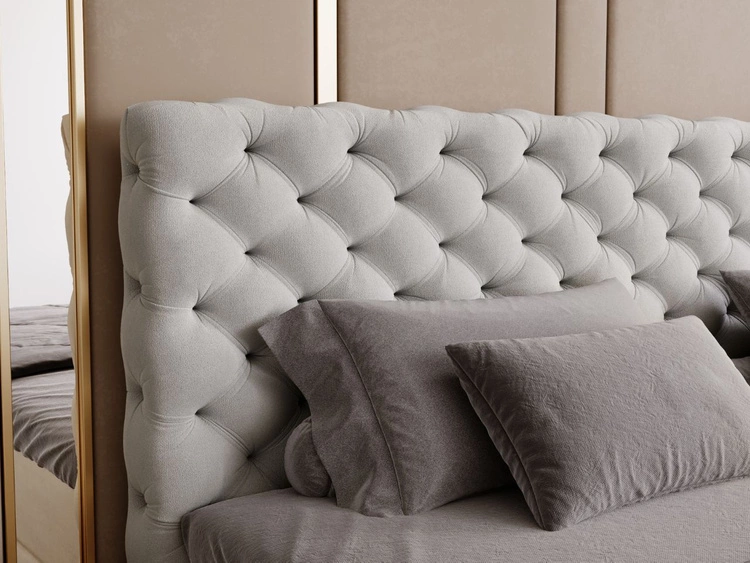 Łóżko kontynentalne z pojemnikiem na pościel 140x200 Bergamo jasnoszare