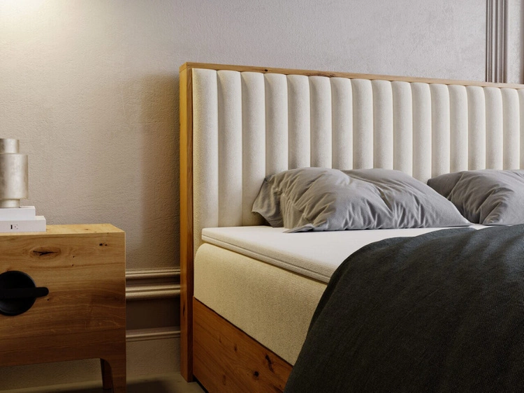 Łóżko kontynentalne z pojemnikiem na pościel 180x200 Forest Beżowy