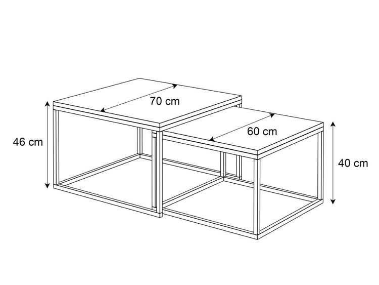 Stolik kawowy na czarnym metalowym stelażu z czarnym blatem Asumi 40x46