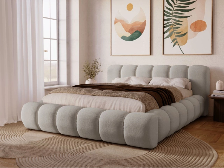 Łóżko tapicerowane z pojemnikiem na pościel 120x200 Doria Jasnoszare