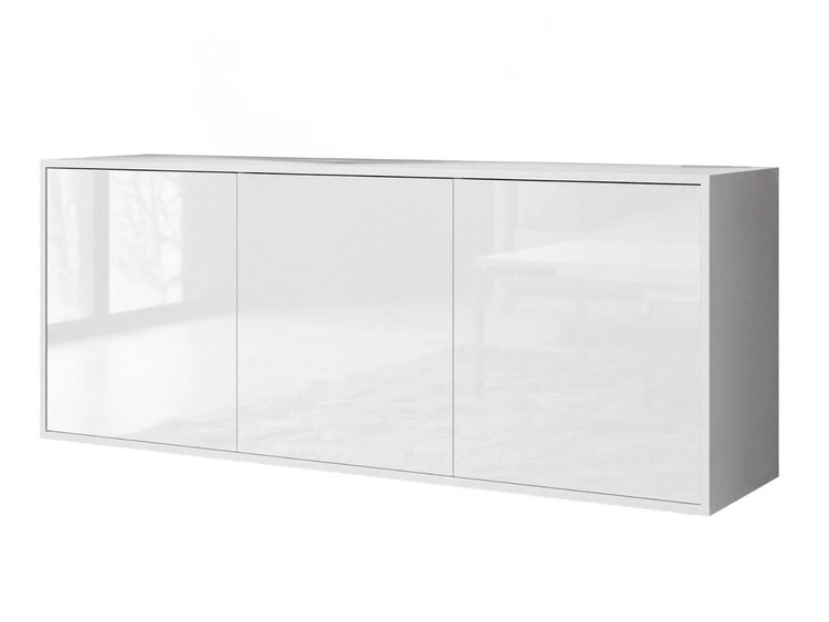 Trzydrzwiowa komoda 154 cm w stylu glamour wisząca Vivance biały połysk