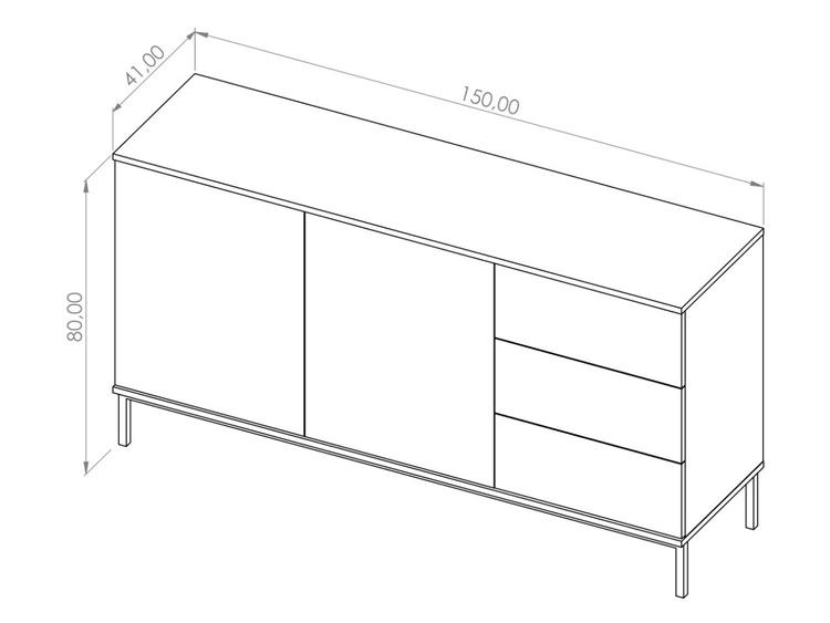 Komoda z drzwiami i szufladami Soroko Biała