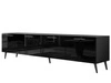 Szafka RTV pod telewizor z drzwiczkami i oświetleniem LED na czarnych nóżkach 200 cm Noaé Czarny Połysk
