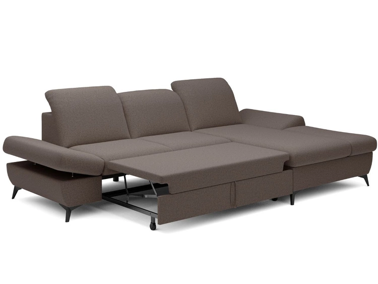 Narożnik L Prawy z funkcją spania i pojemnikiem Hannover Ciemnobrązowy