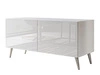 Szafka RTV pod telewizor z drzwiczkami na srebrnych nóżkach 100 cm Noaé Biały połysk