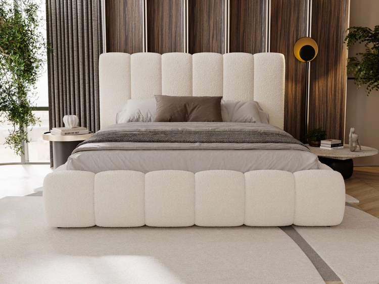 Łóżko tapicerowane z pojemnikiem i stelażem 140x200 Imperial Kremowe