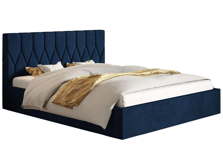 Łóżko tapicerowane z pojemnikiem i stelażem 120x200 Gaja Ciemnoniebieskie