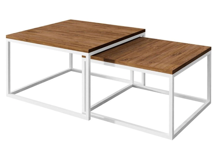 Stolik kawowy na białym stelażu Asumi Dąb Stirling 36x42