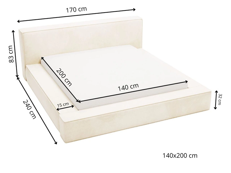 Łóżko tapicerowane z pojemnikiem i stelażem 140x200 Mali Czarne