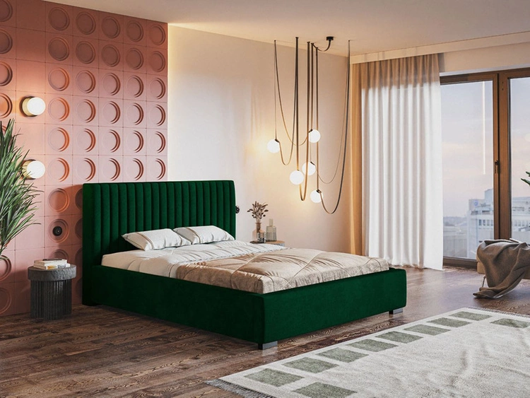 Łóżko tapicerowane z pojemnikiem i stelażem 120x200 Toscania Zielone