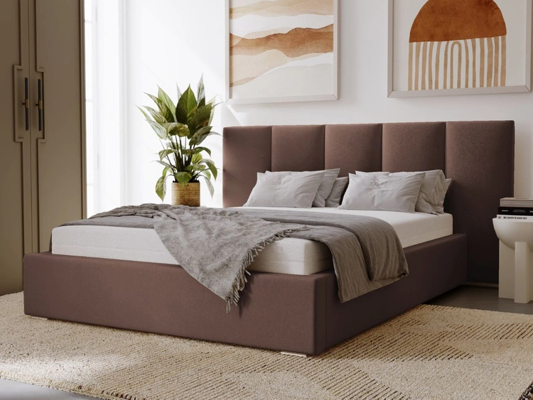 Łóżko tapicerowane z pojemnikiem i stelażem 120x200 cm Lizbona Brązowe