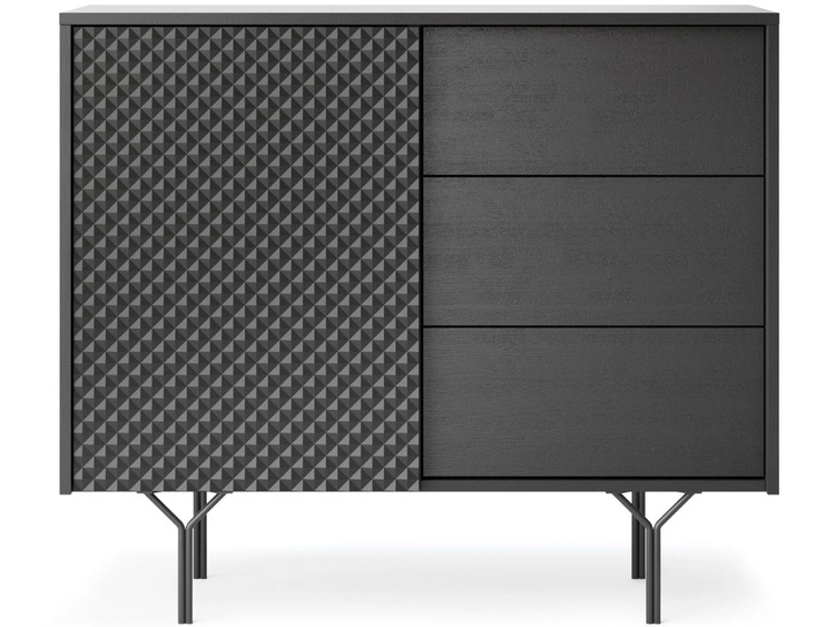 Komoda z drzwiami i szufladami 97 cm Ravi Czarna