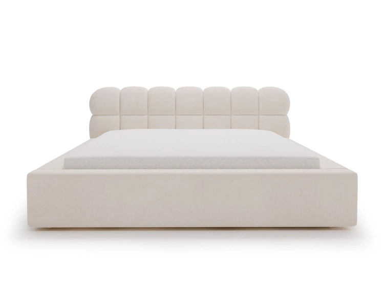 Łóżko tapicerowane z pojemnikiem i stelażem 120x200 Plaza Kremowe