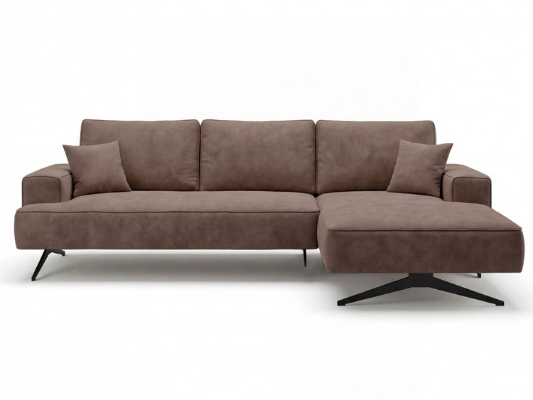 Narożnik L Prawy na metalowych nóżkach Leto brązowy