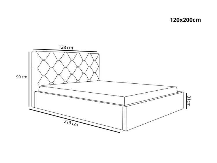 Łóżko tapicerowane z pojemnikiem i stelażem 120x200 Salento granatowe