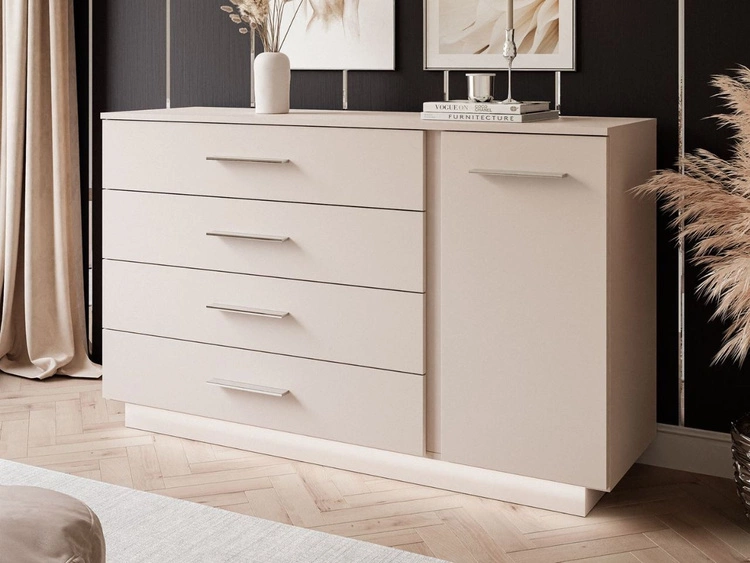 Komoda z drzwiami, szufladami i oświetleniem LED Nuveo Kaszmir