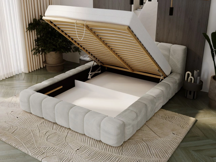 Łóżko tapicerowane z pojemnikiem na pościel 180x200 Ibiza Szare