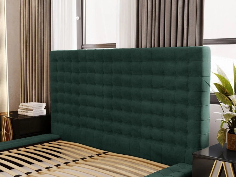 Łóżko tapicerowane z pojemnikiem i stelażem 160x200 Barbados Zielone