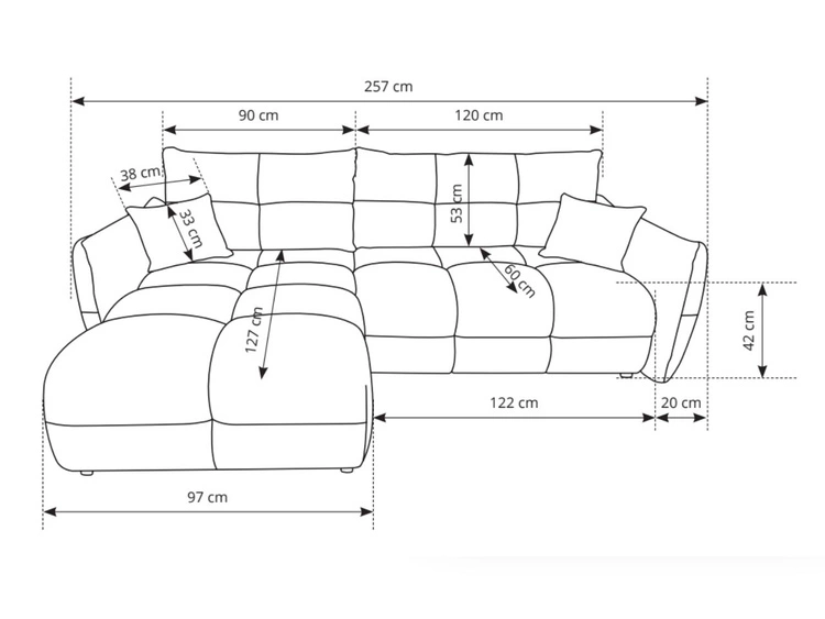 Narożnik L uniwersalny z funkcją spania i pojemnikiem Bene Beżowy