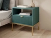 Stolik nocny z szufladą Amber zielony na złotych nogach