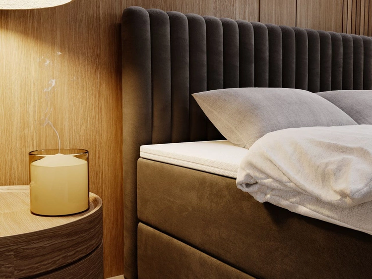 Łóżko kontynentalne z pojemnikiem na pościel 180x200 Marbella Antracytowe