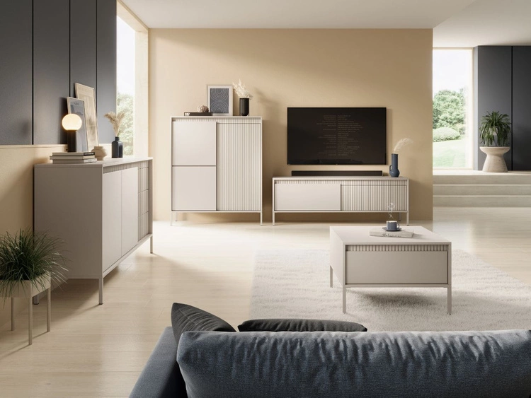 Komoda z drzwiami i szufladami 153 cm Sorano Beżowa