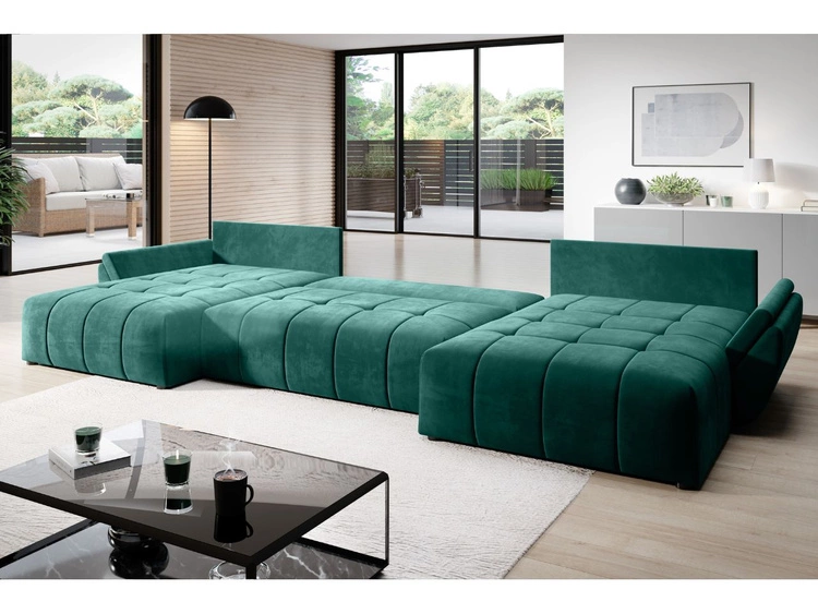 Narożnik U z funkcją spania i pojemnikiem Decor U Brązowy