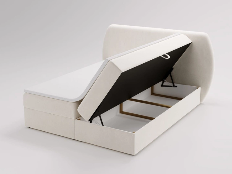 Łóżko kontynentalne z pojemnikiem na pościel 180x200 Bogota Kremowe