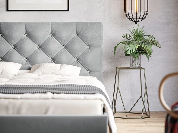 Łóżko tapicerowane ze stelażem 180x200 Tril Ciemny niebieski