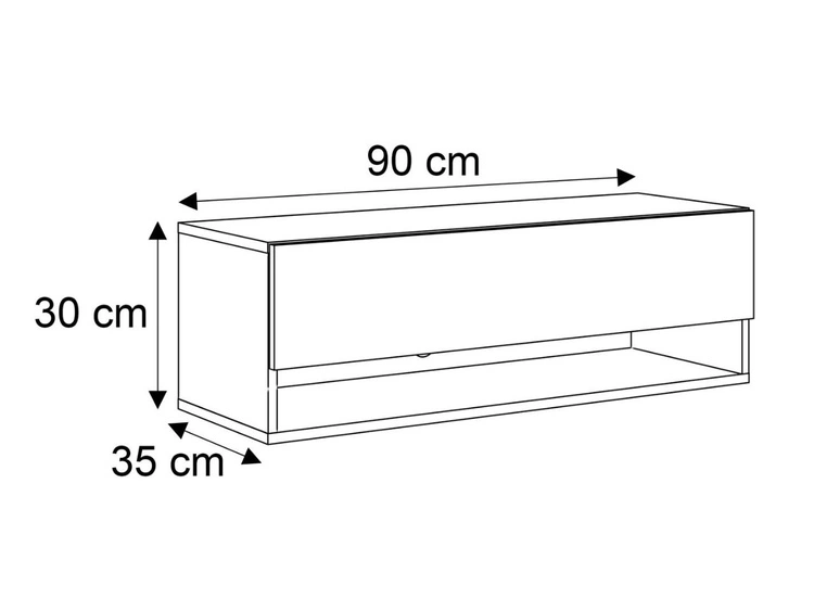 Szafka RTV wisząca 90 cm do salonu z oświetleniem LED Aurelie Kaszmir połysk