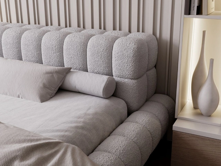 Łóżko tapicerowane ze stelażem 140x200 Imagine Szare