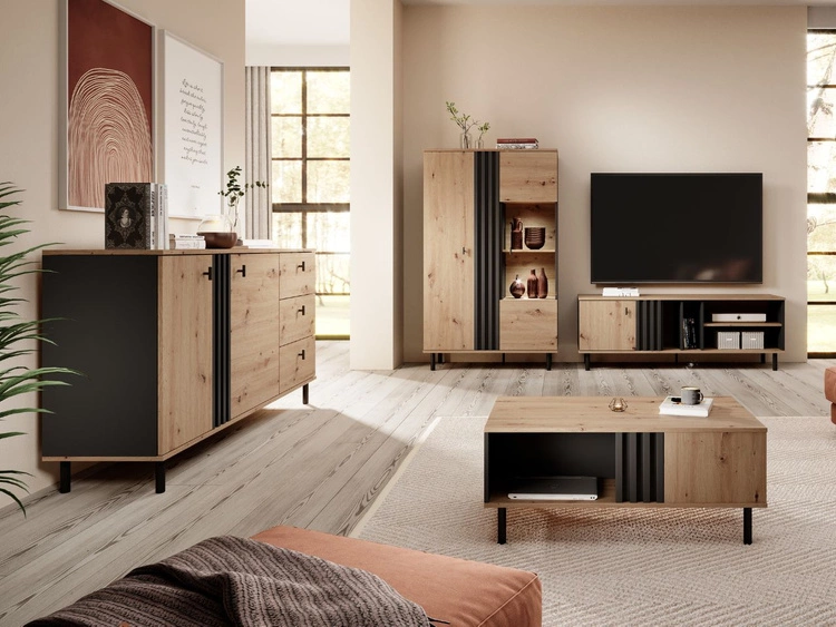 Szafka pod telewizor z drzwiczkami Malone Dąb artisan, Antracyt