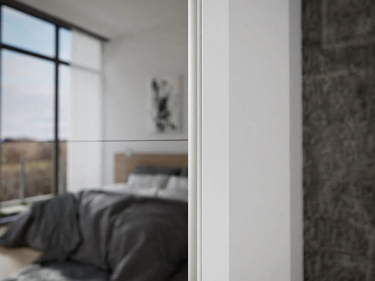 Szafa dwudrzwiowa z drzwiami przesuwnymi, nadstawką i lustrami 254 cm Nuveo Biały połysk