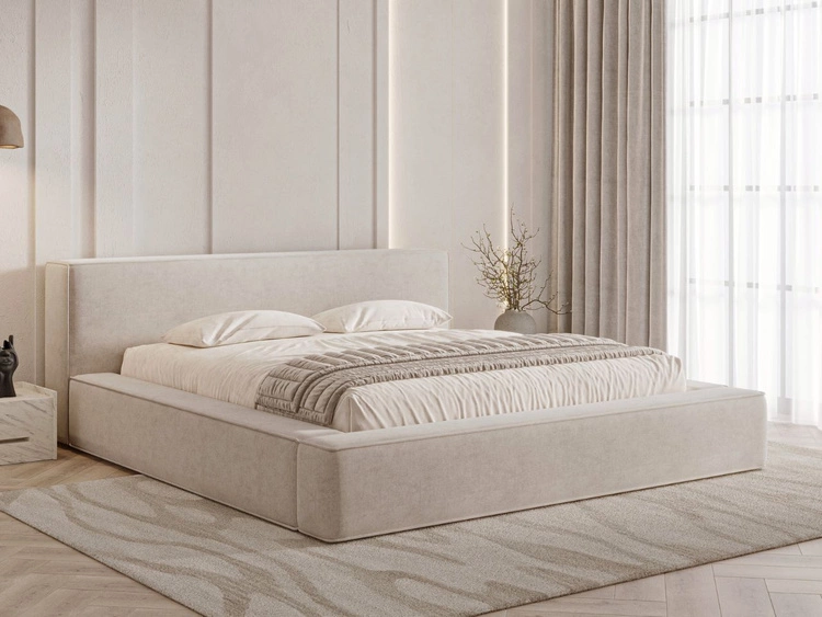 Łóżko tapicerowane z pojemnikiem i stelażem 180x200 Mali Beżowe