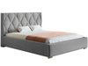 Łóżko tapicerowane z pojemnikiem i stelażem 160x200 Tasso Szare