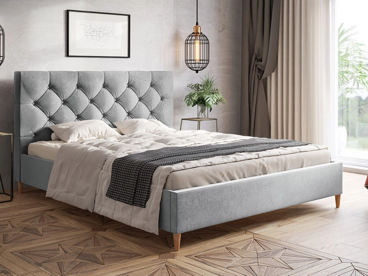 Łóżko tapicerowane ze stelażem 180x200 Tril Szary