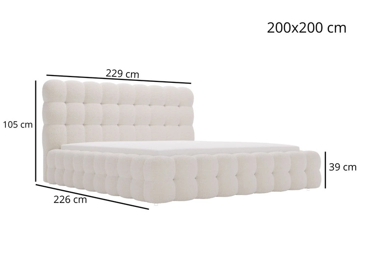 Łóżko tapicerowane z pojemnikiem i stelażem 200x200 Twist Czarny