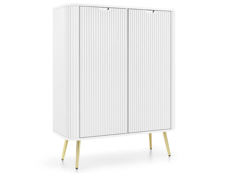 Komoda z drzwiami na złotych nogach Viva Biała