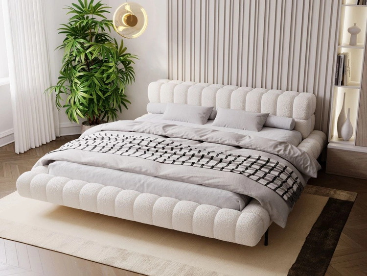 Łóżko tapicerowane ze stelażem 140x200 Imagine Beżowe