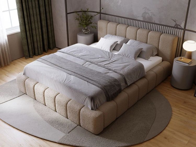 Łóżko tapicerowane z pojemnikiem i stelażem 160x200 Orio Brązowy