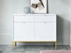 Komoda z drzwiami i szufladami Amber biała na złotych nogach